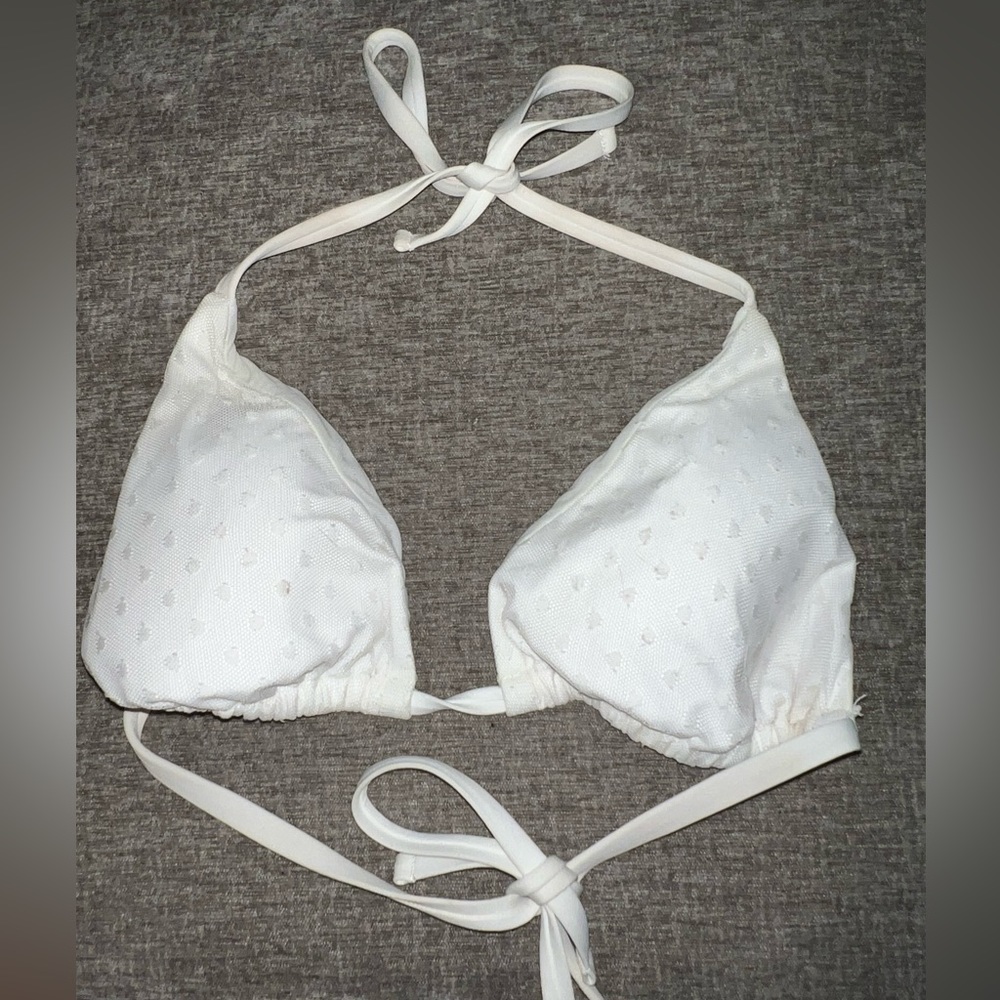 white polka dot meat bikini tie back top